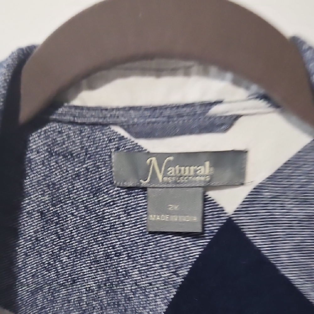 Natural Reflections Blue Polo Collar Button Down Shirt